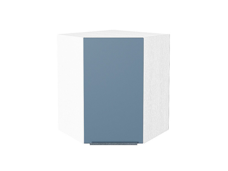 716*600*600 Шкаф верхний угловой Фьюжн Silky Blue Белый